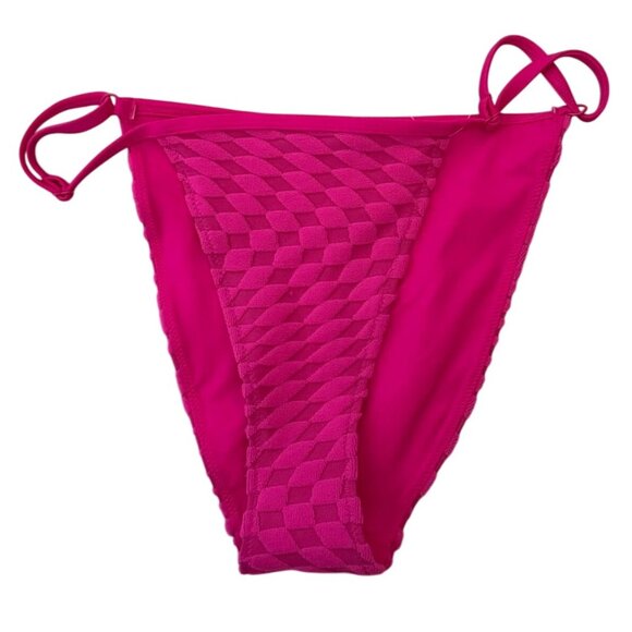 Good American Hot Pink Textured Jacquard Bikini Bottom Size XL High-Cut Adjustab - Picture 1 of 7